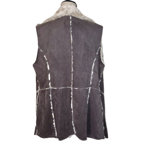 Faux Suede Shearling Distressed Soft Oversized Boho Festival‎ Statement Vest - Picture 3 of 10